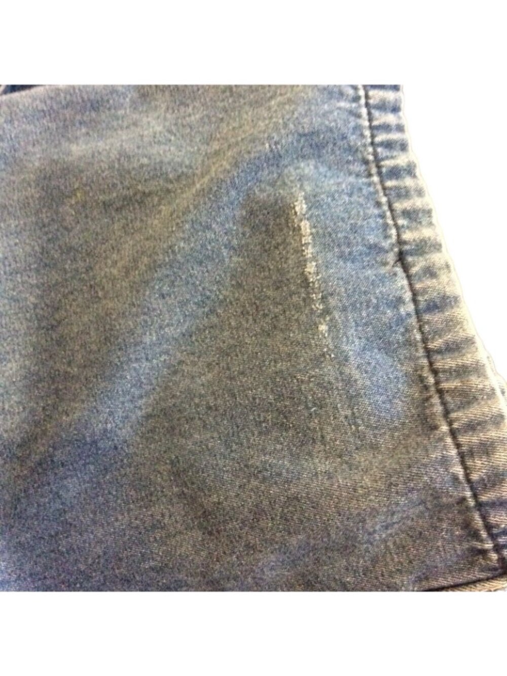 Liberty Bib Overalls 48x25 Blue Denim Cotton Farmer Industrial Work Trashed HOLE - Picture 5 of 5